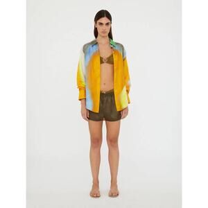 Christopher Esber Aura Silk Shirt in Tangelo Aura Print AU 6 US 2
